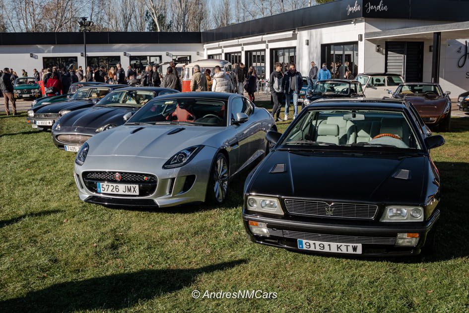 Jaguar F-Type y Maserati Shamal Clásico en Breakfast and cars Madrid en el Jardín de Somontes