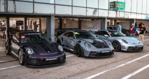 Porsche 992 GT3 RS, Porsche GT2 RS Manthey y Porsche 992 GT3 en el trackday de última vuelta en el circuito del Jarama