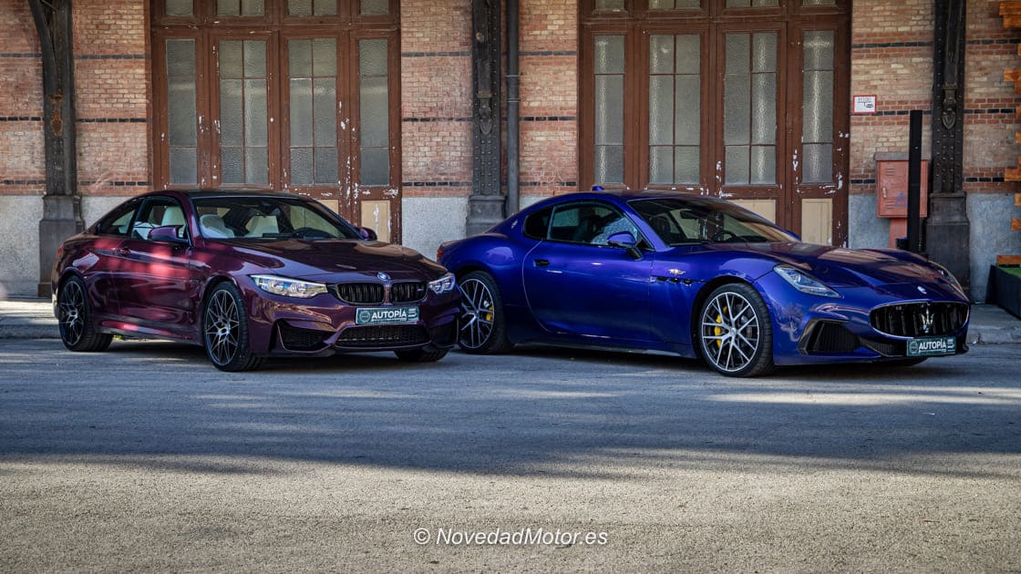 BMW M4 y Maserati GranTurismo en Autopía en Brocante frente al Museo del Ferrocarril de Madrid